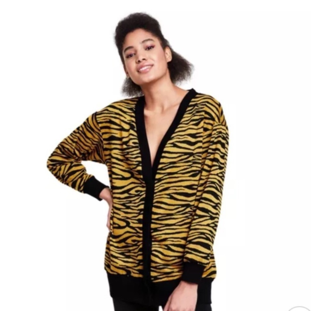 NWT Women's Animal Print Cardigan - Victor Glemaud x Target Dark Gold